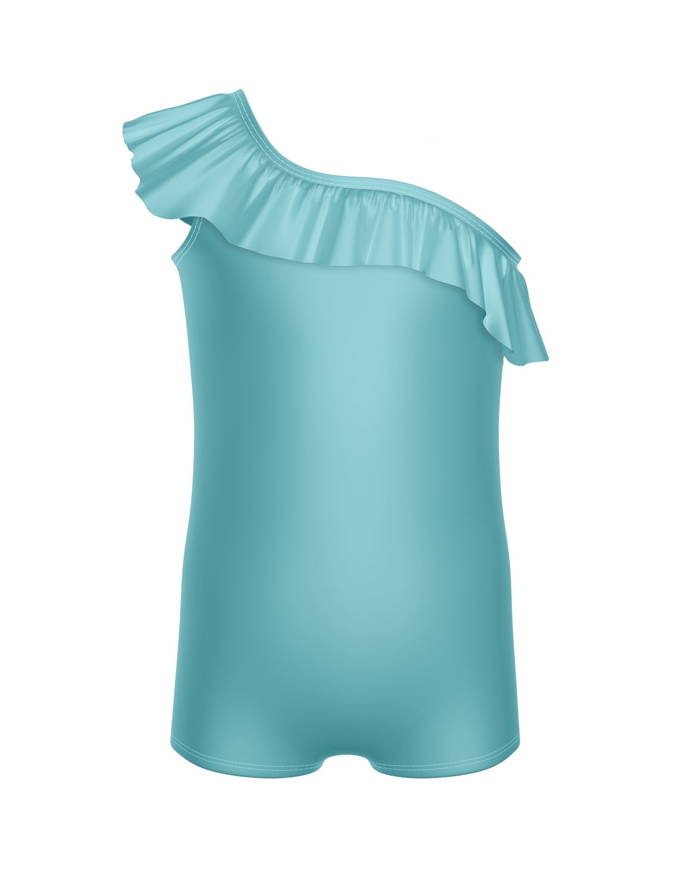 Solid Lycra One Shoulder Biketard with Ruffle