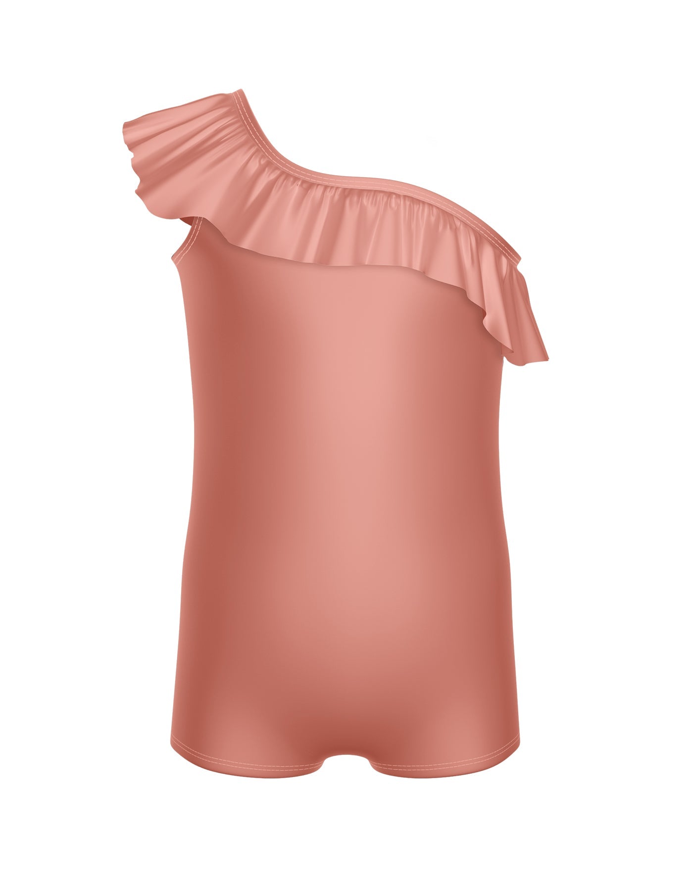 Solid Lycra One Shoulder Biketard with Ruffle