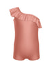 Solid Lycra One Shoulder Biketard with Ruffle