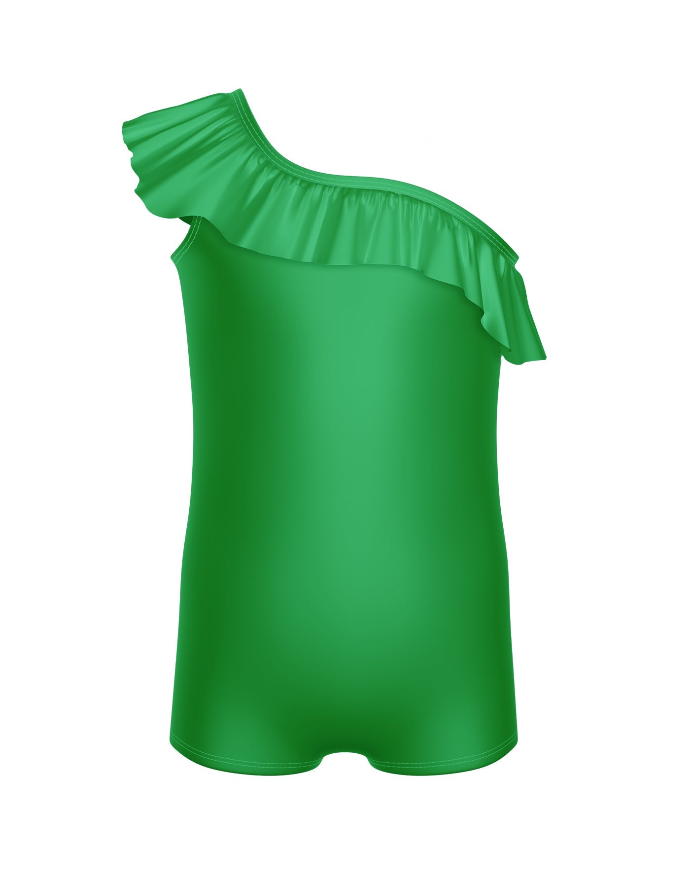Solid Lycra One Shoulder Biketard with Ruffle