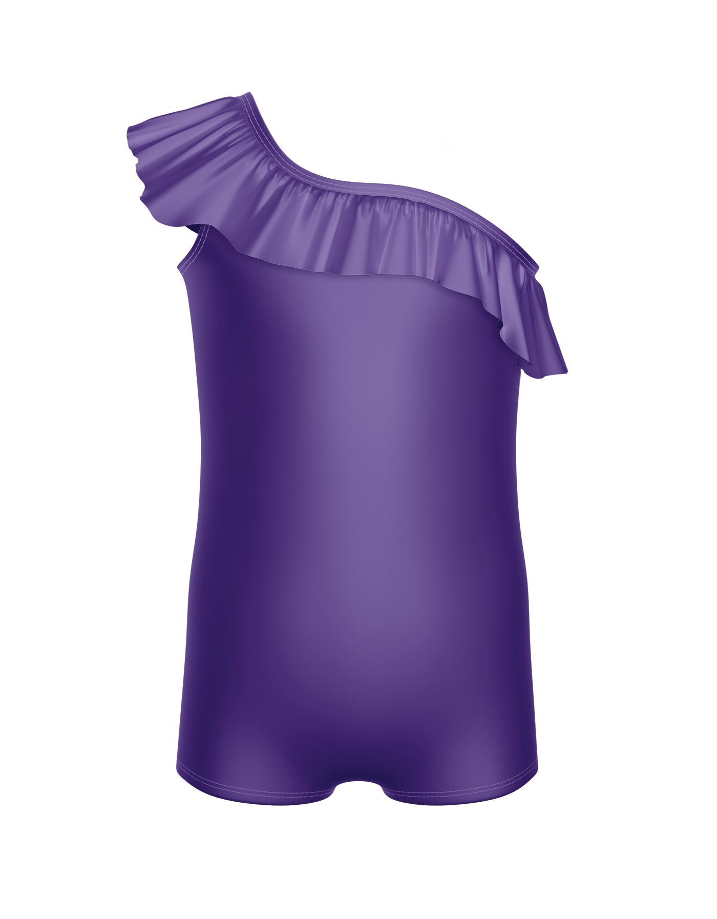 Solid Lycra One Shoulder Biketard with Ruffle