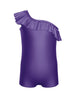 Solid Lycra One Shoulder Biketard with Ruffle