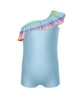 Rainbow Bright One Shoulder Biketard With Ruffle