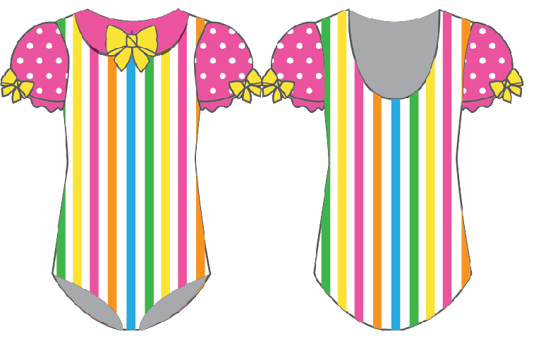 Candy Striper Puff Sleeve Leotard