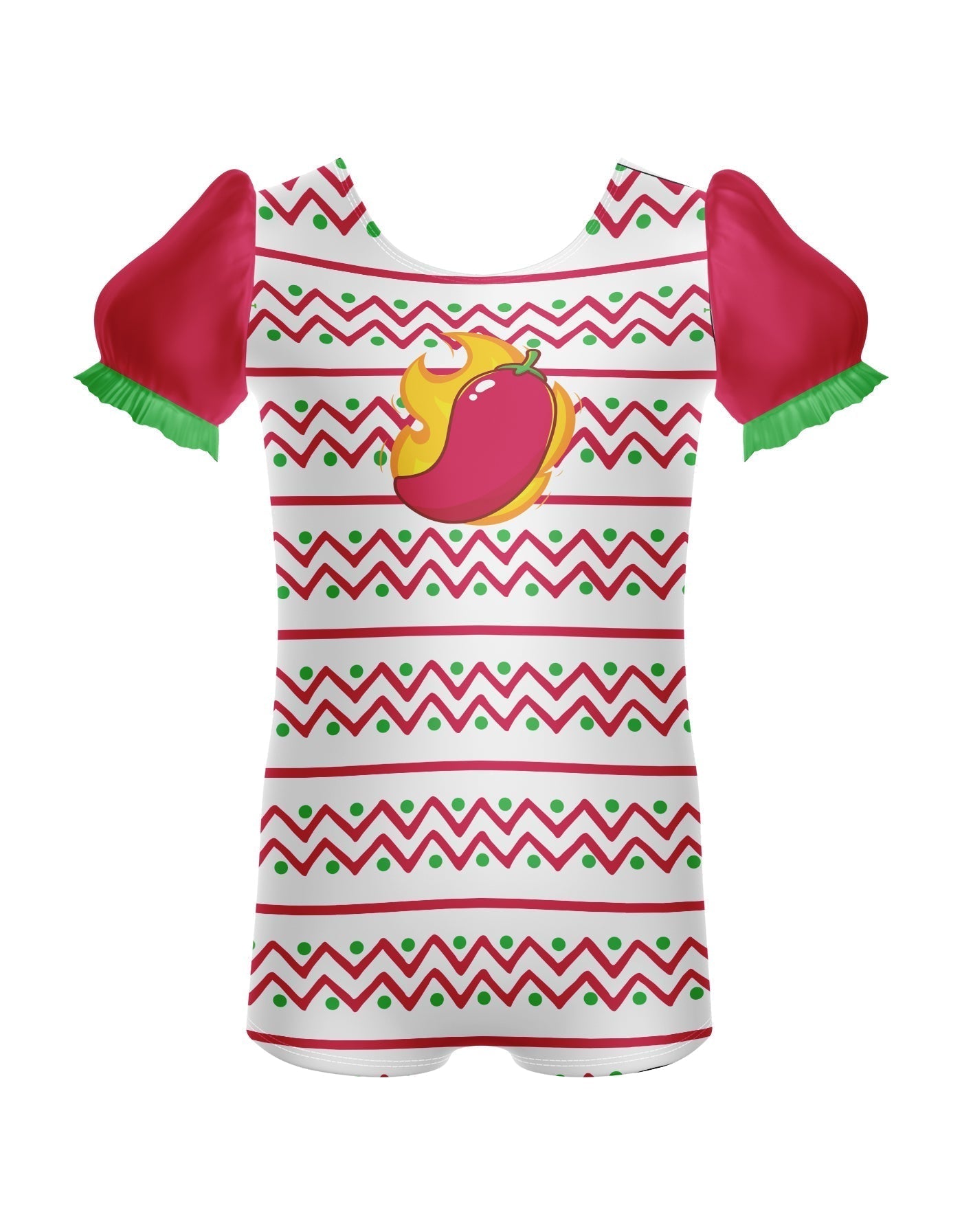 Hot Peppers Puff Sleeve Biketard