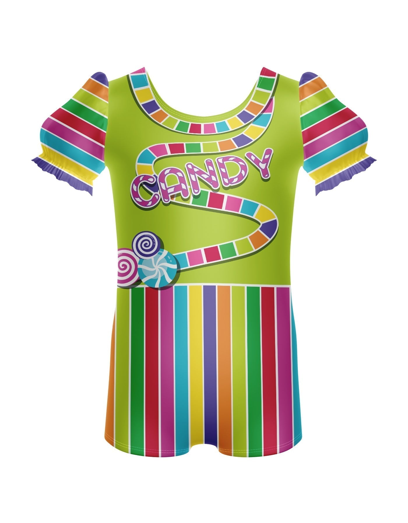 Candy Land Puff Sleeve Biketard