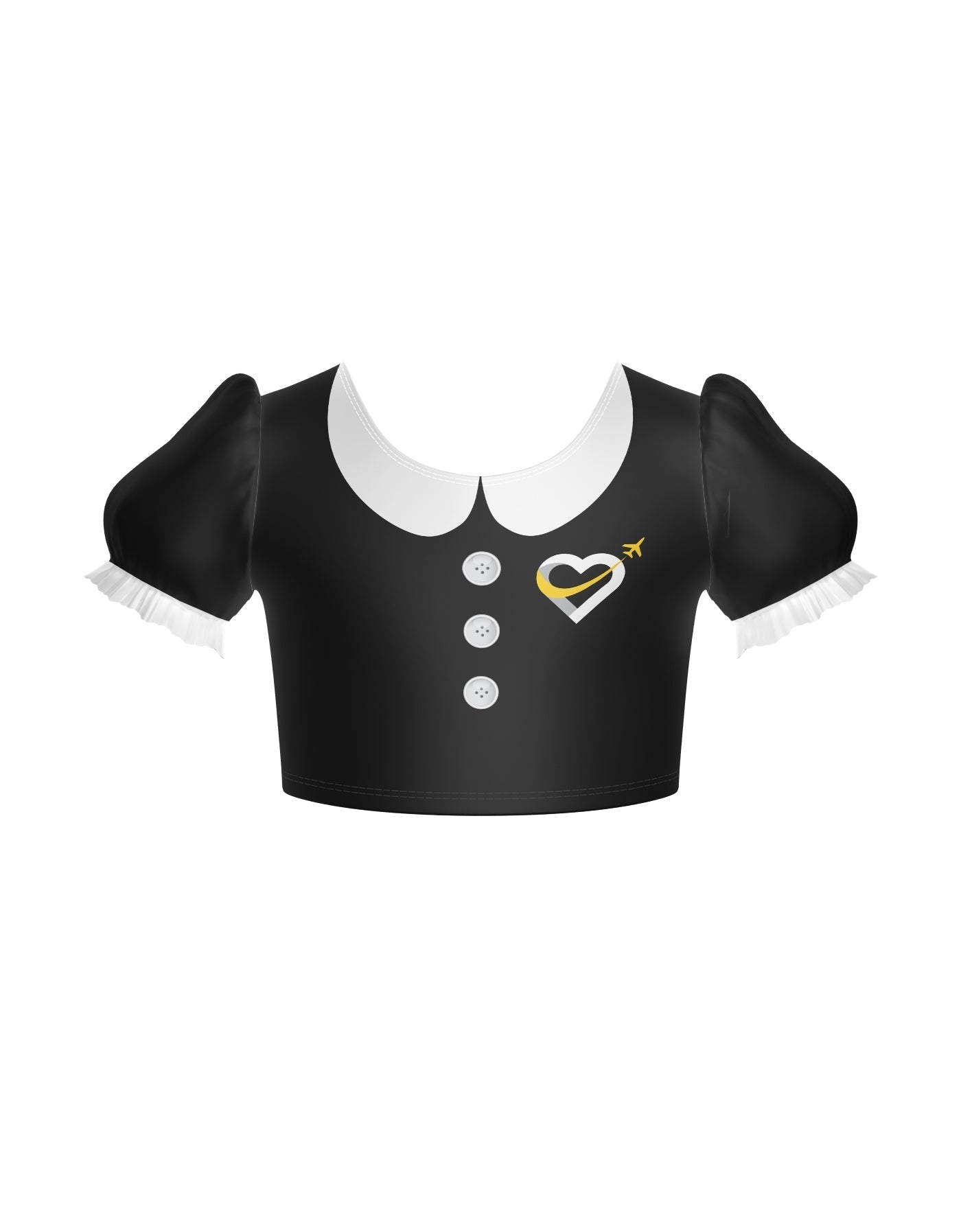 Flight Attendant Puff Sleeve Crop Top