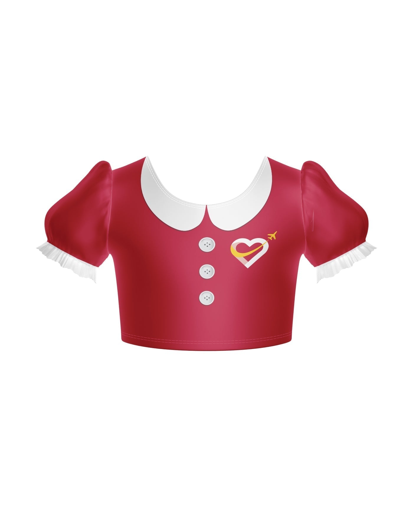 Flight Attendant Puff Sleeve Crop Top