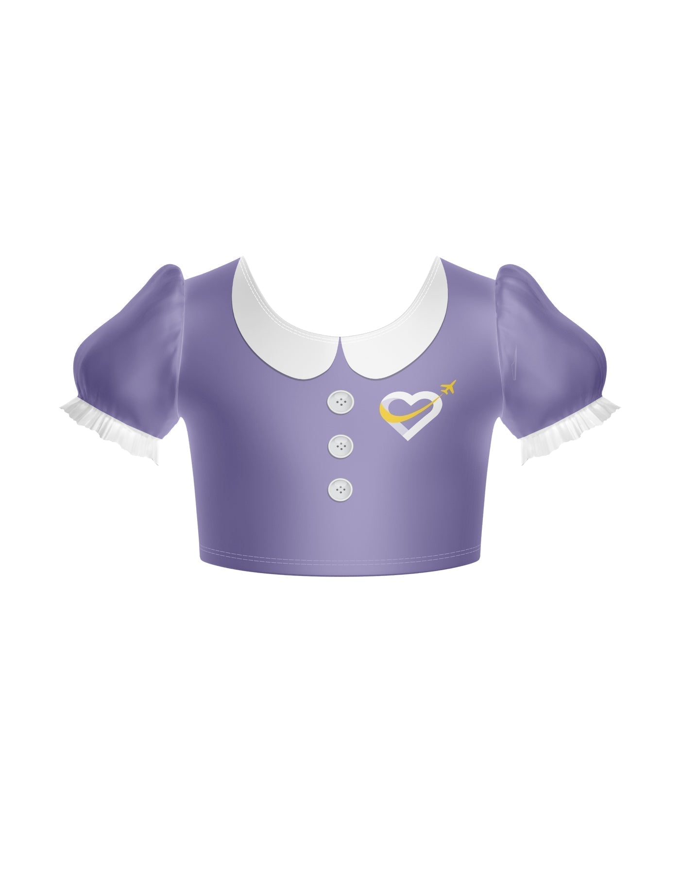 Flight Attendant Puff Sleeve Crop Top