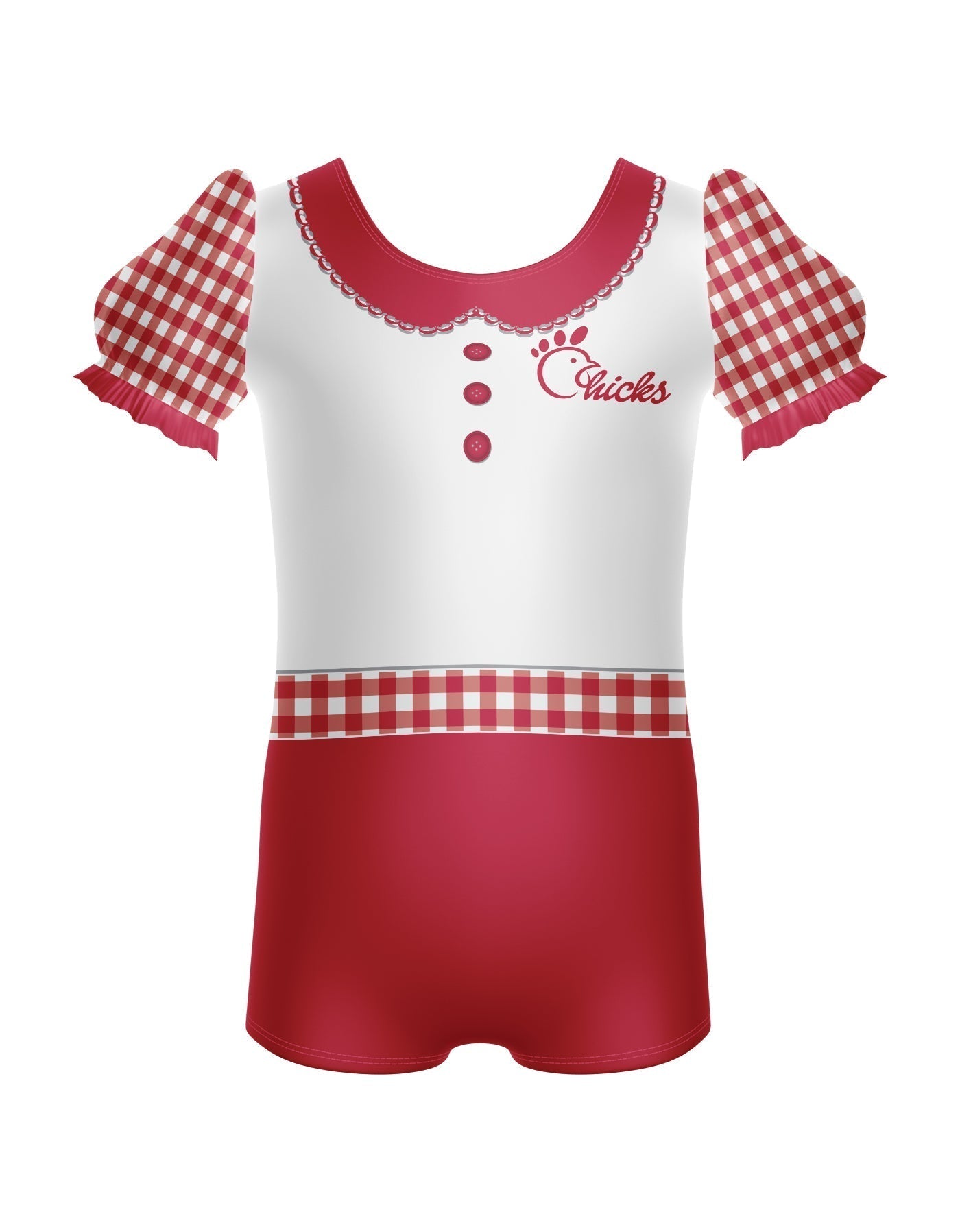 Us Chickens Puff Sleeve Biketard