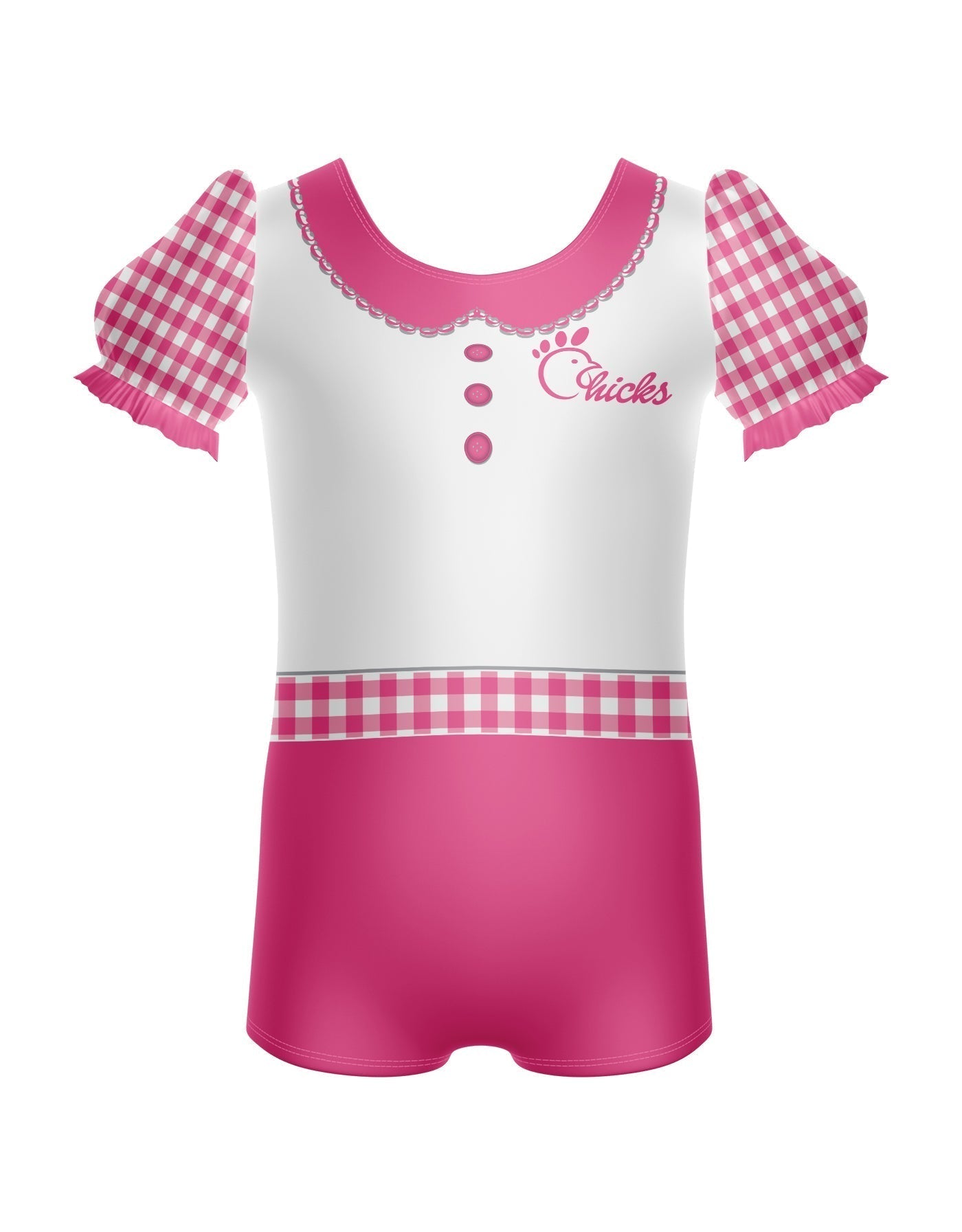 Us Chickens Puff Sleeve Biketard