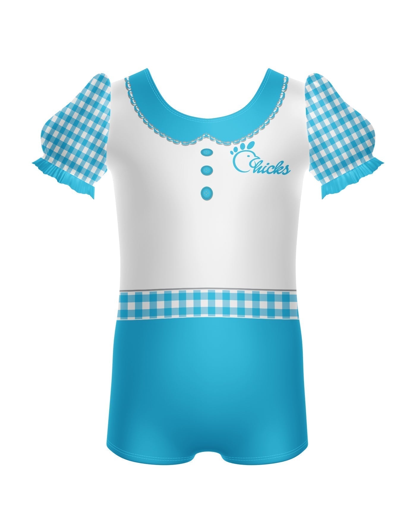 Us Chickens Puff Sleeve Biketard