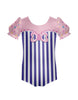 Candy Stripes Puff Sleeve Leotard