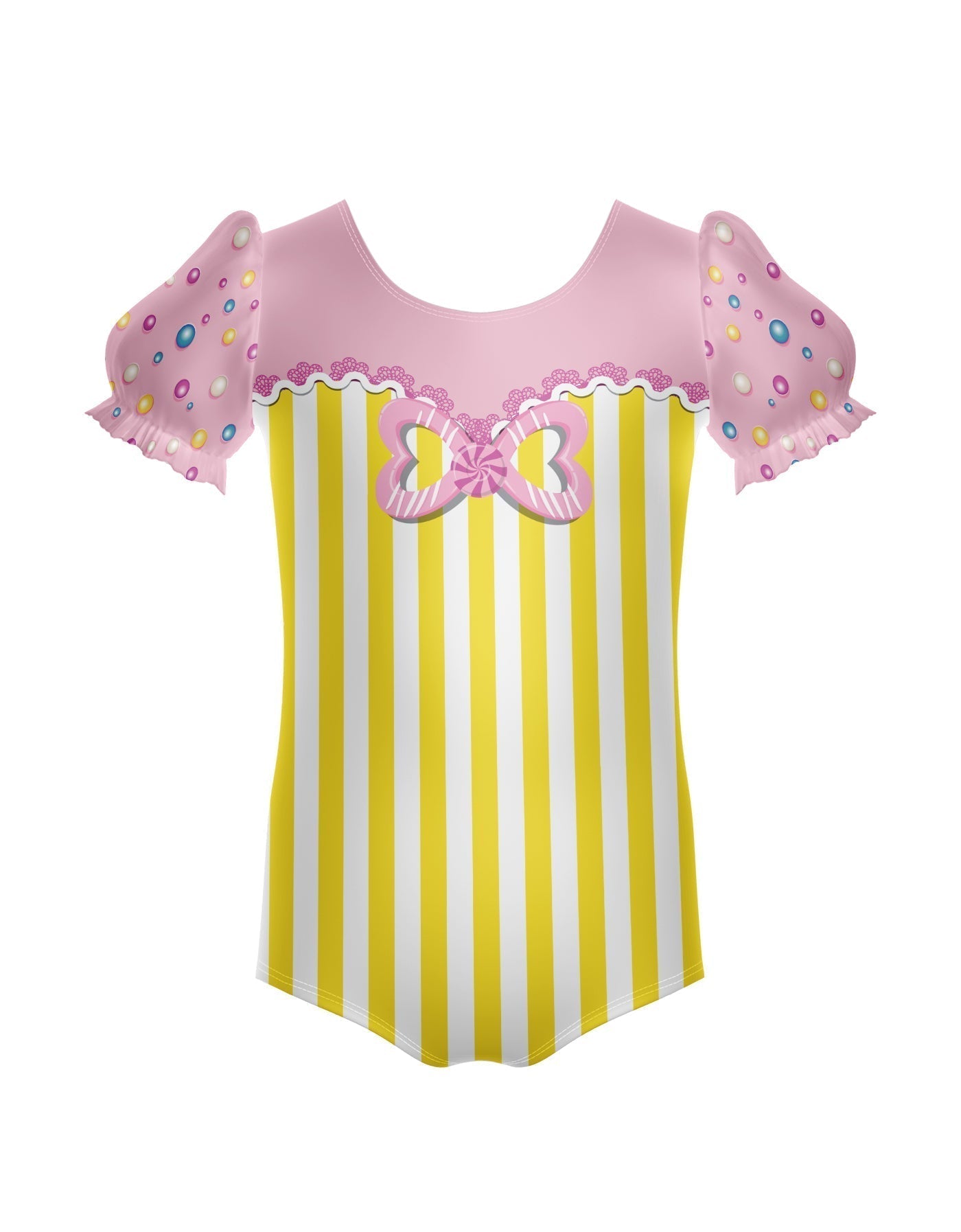Candy Stripes Puff Sleeve Leotard