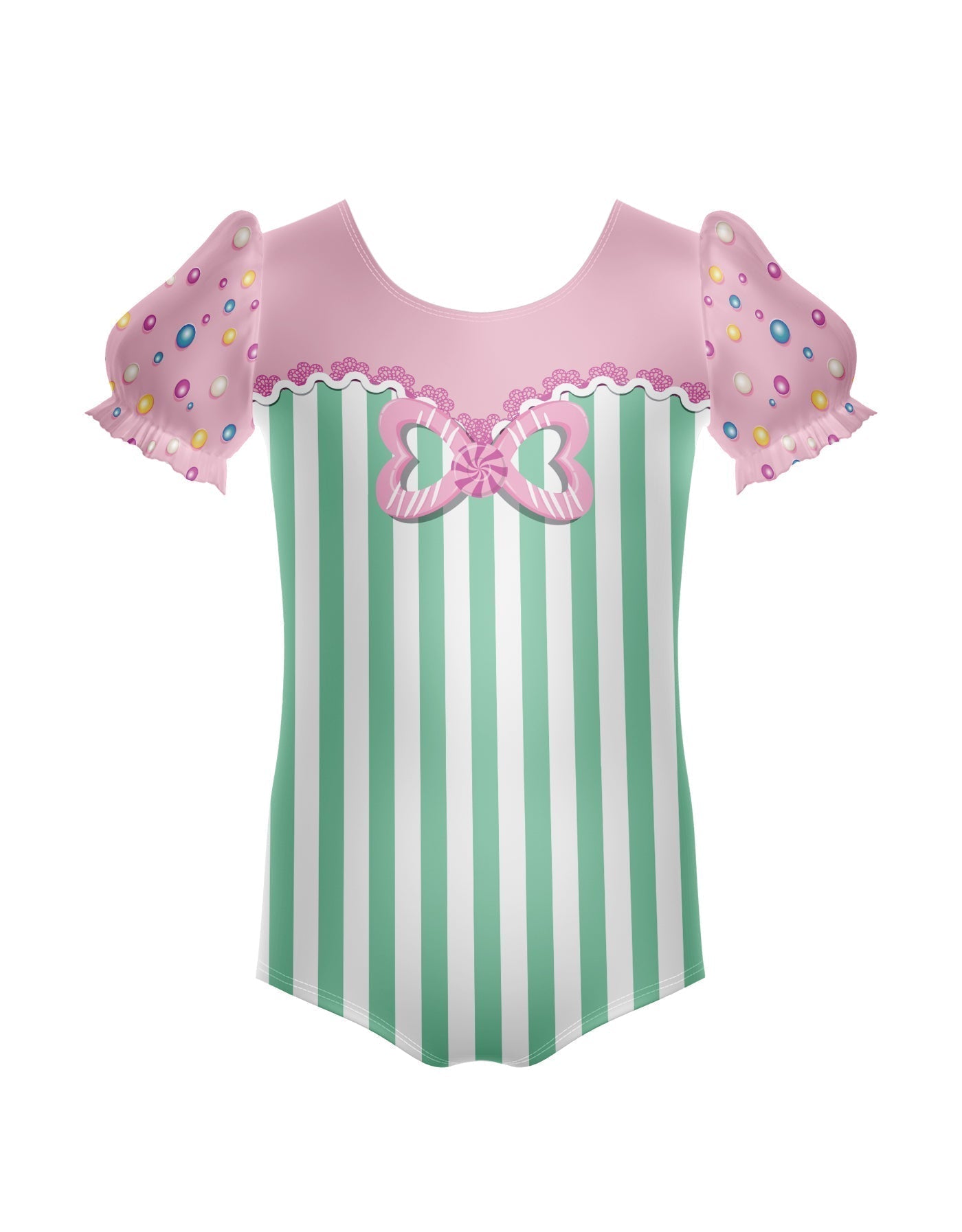 Candy Stripes Puff Sleeve Leotard