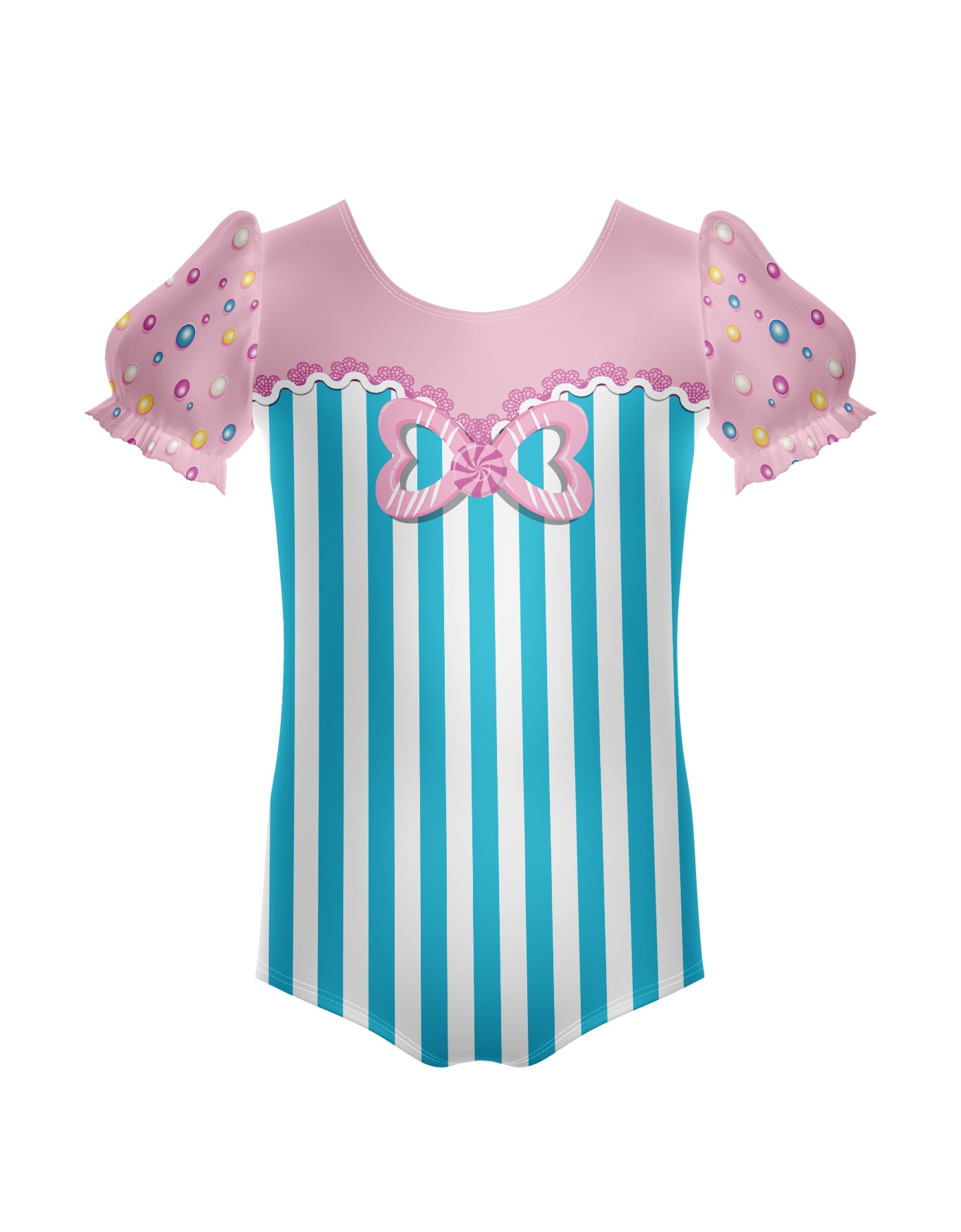 Candy Stripes Puff Sleeve Leotard