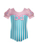 Candy Stripes Puff Sleeve Leotard