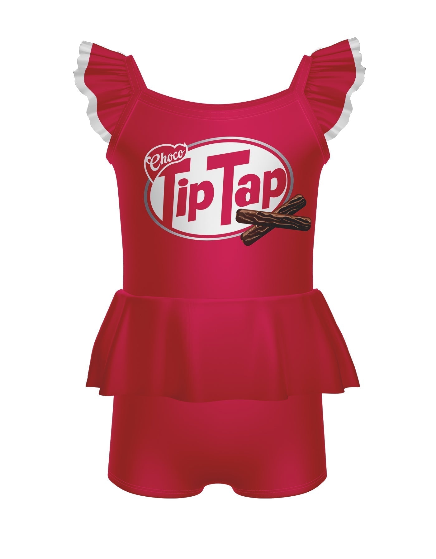 Tip Tap Chocolate Camisole Flutter Sleeve Biketard w Peplum