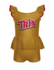 Trix Chocolate Camisole Flutter Sleeve Biketard w Peplum