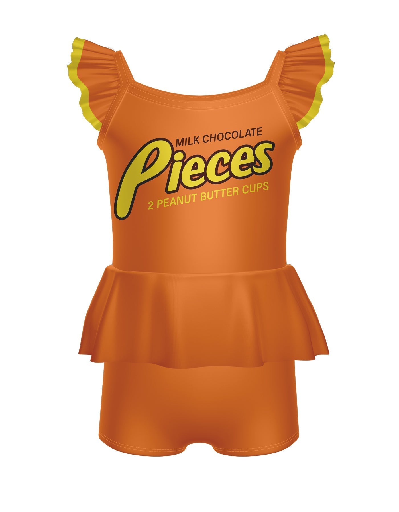 Pieces Chocolate Camisole Flutter Sleeve Biketard w Peplum