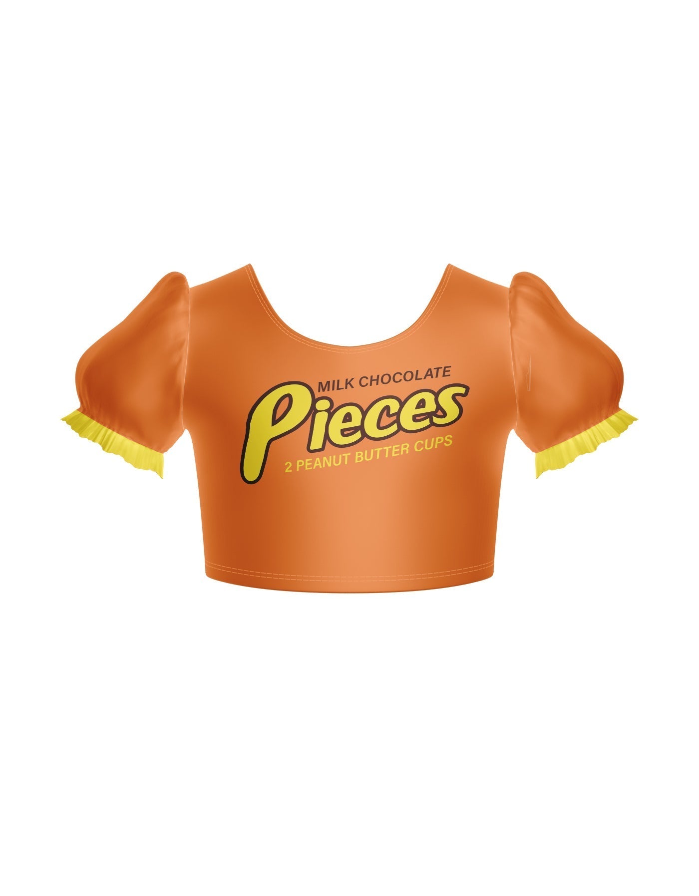Pieces Chocolate Puff Sleeve Crop Top