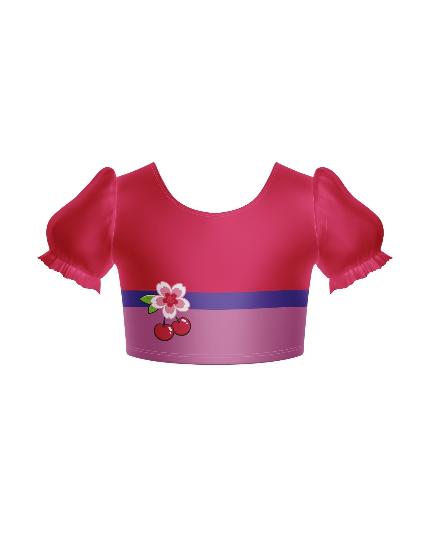 Cherry Gal Puff Sleeve Crop Top