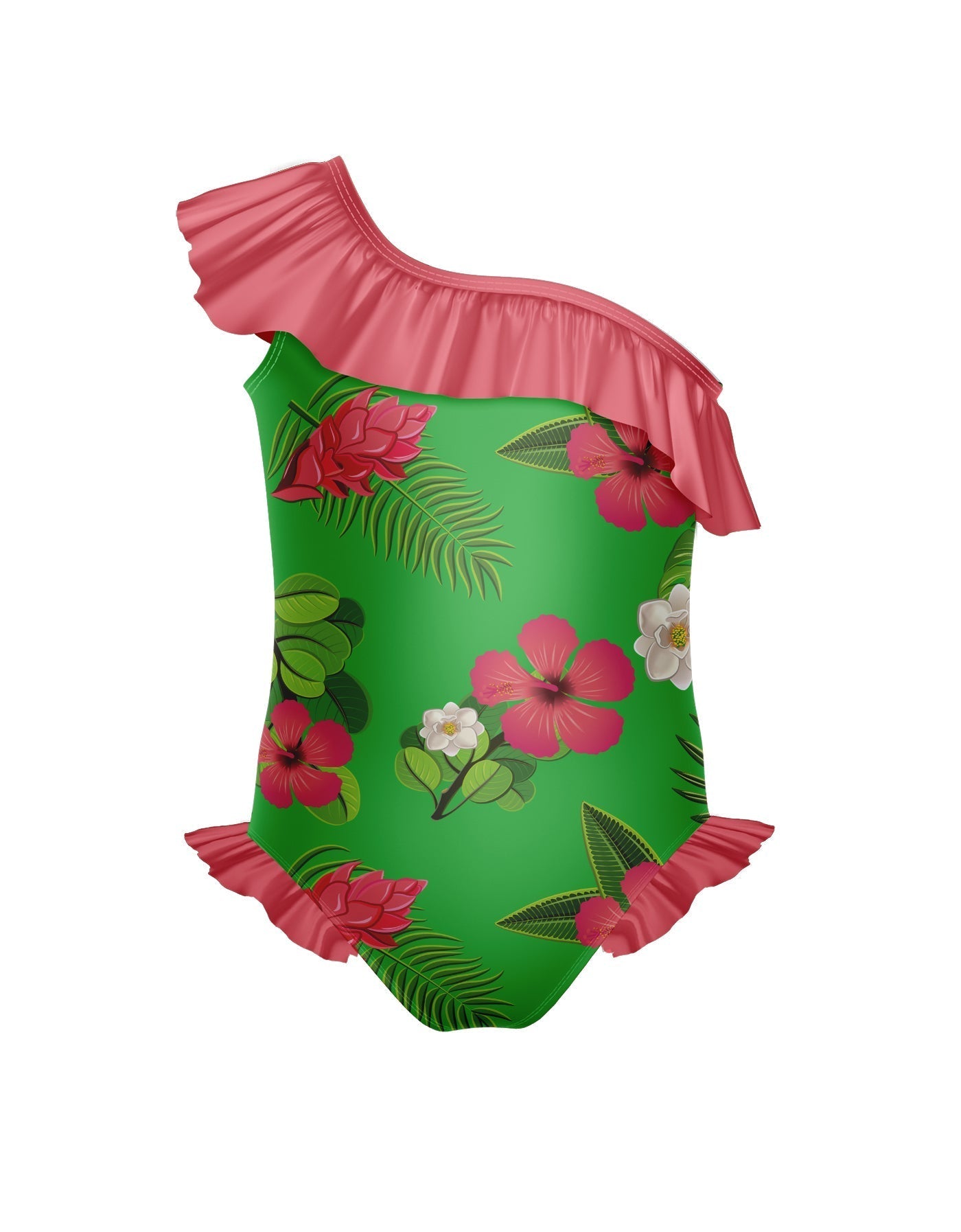 Tropicoco One Shoulder w Ruffle w Leg Flutter Leotard