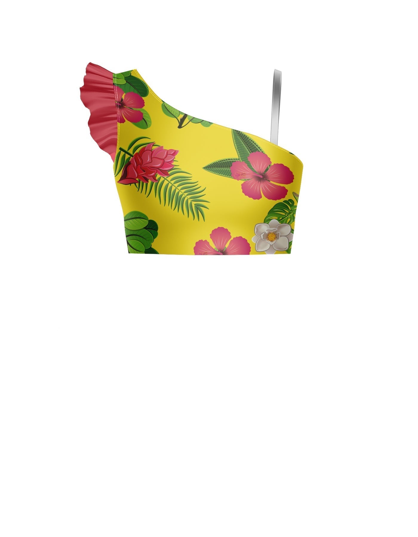 Tropicoco One Shoulder Crop with Gather Sleeve