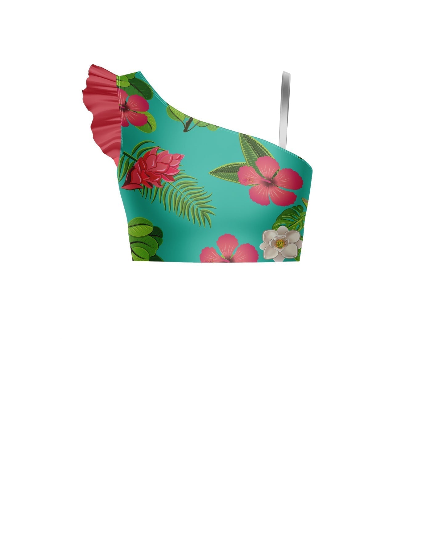 Tropicoco One Shoulder Crop with Gather Sleeve