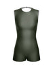 Solid Lycra Sleeveless Open Back Biketard