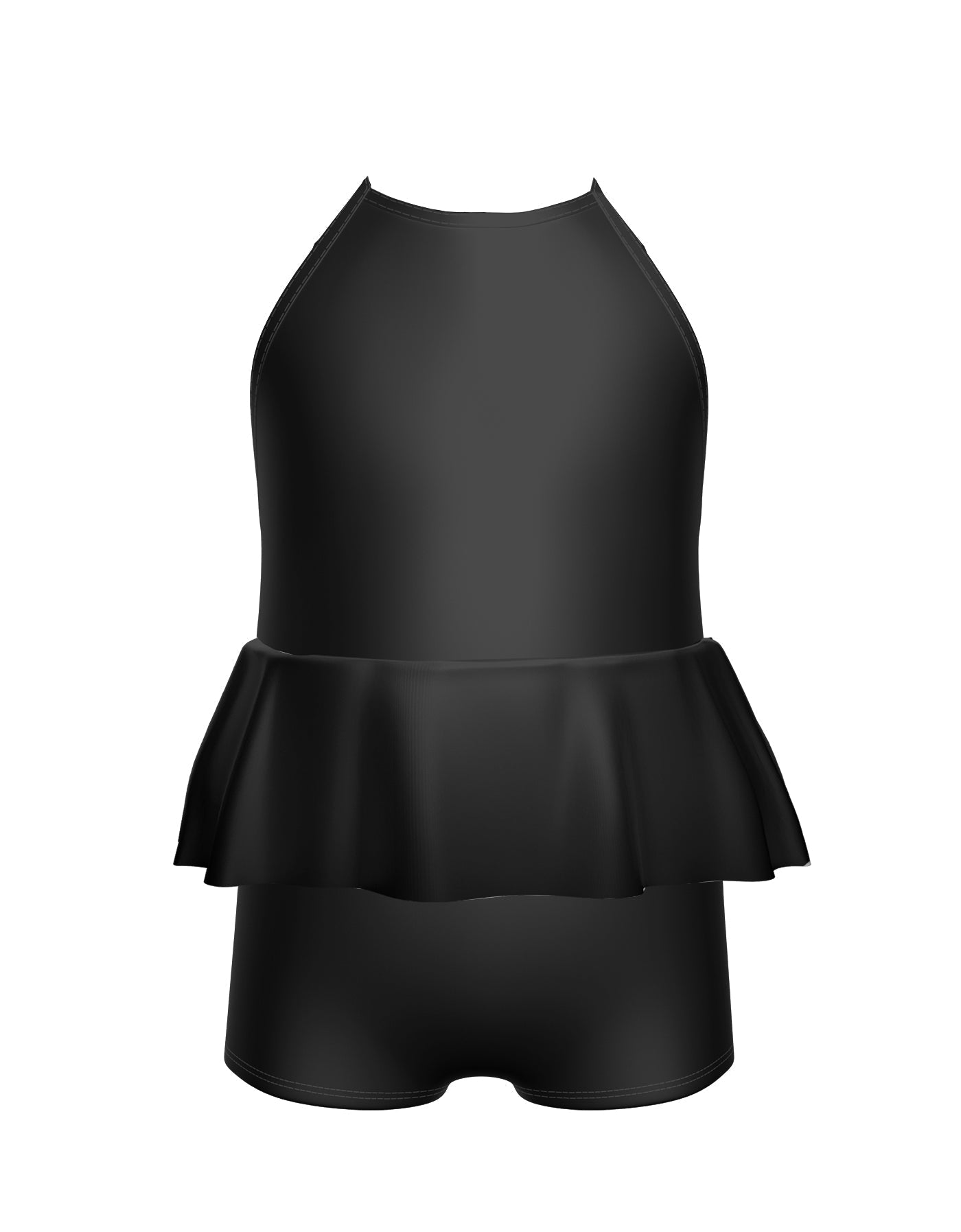 Solid Lycra Cami Biketard with Peplum