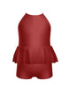 Solid Lycra Cami Biketard with Peplum