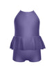 Solid Lycra Cami Biketard with Peplum