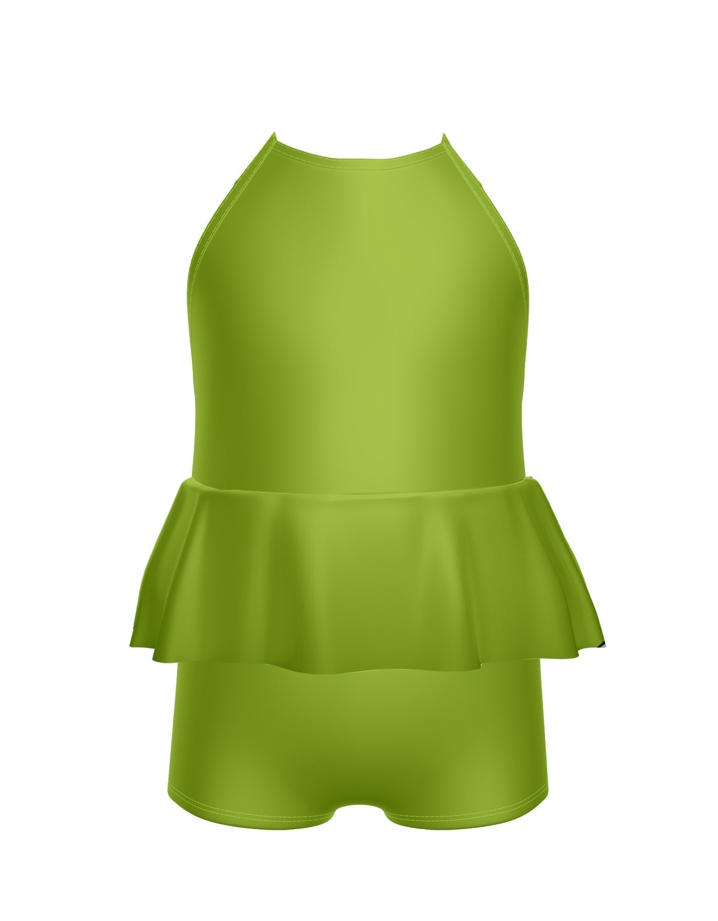 Solid Lycra Cami Biketard with Peplum