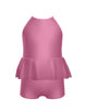 Solid Lycra Cami Biketard with Peplum
