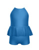 Solid Lycra Cami Biketard with Peplum