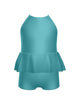 Solid Lycra Cami Biketard with Peplum