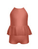 Solid Lycra Cami Biketard with Peplum