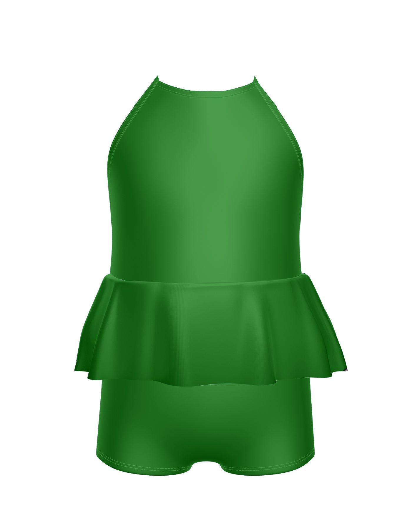 Solid Lycra Cami Biketard with Peplum