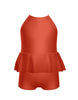 Solid Lycra Cami Biketard with Peplum