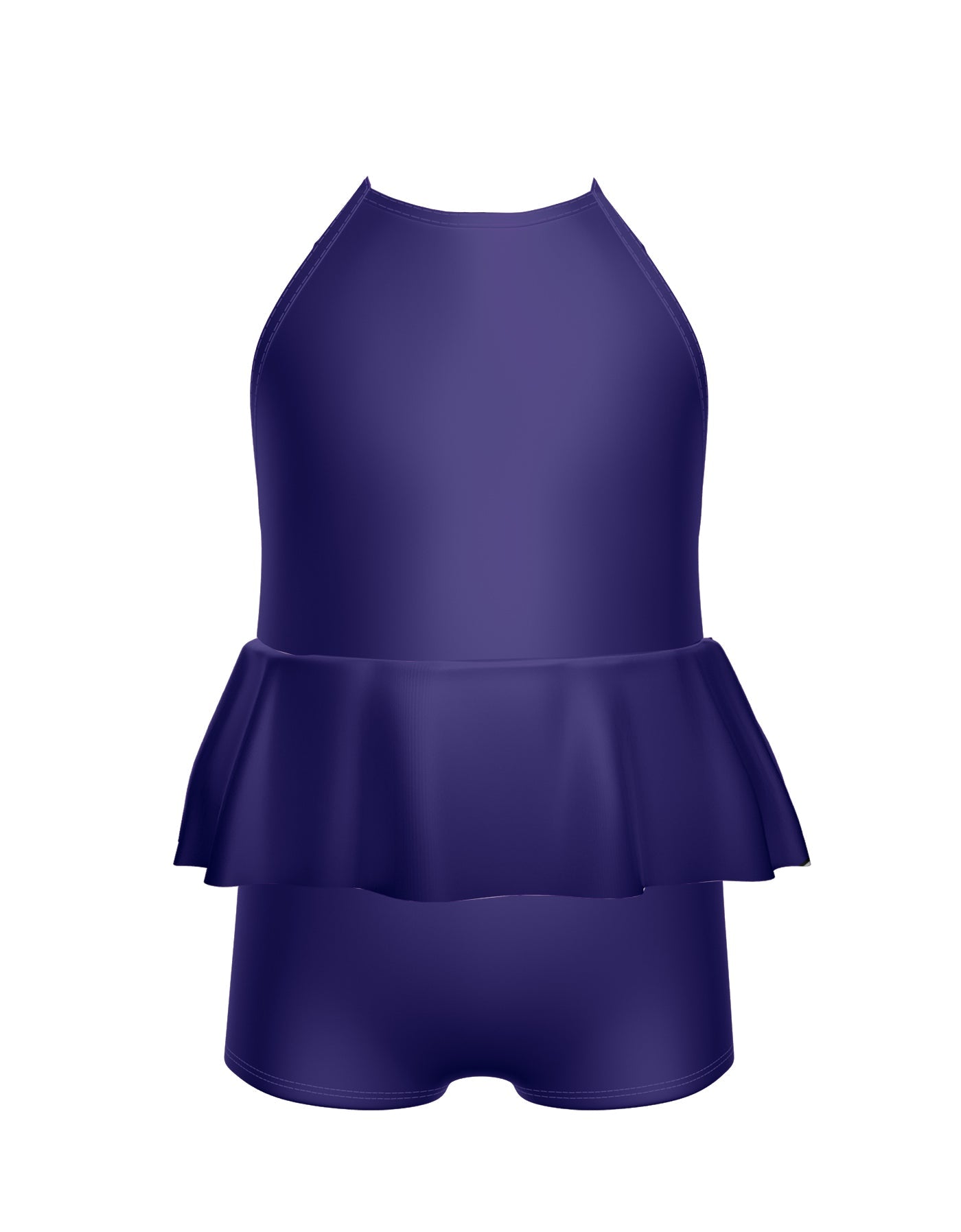 Solid Lycra Cami Biketard with Peplum