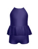 Solid Lycra Cami Biketard with Peplum