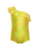 Solid Hologram One Shoulder Leotard with Ruffle
