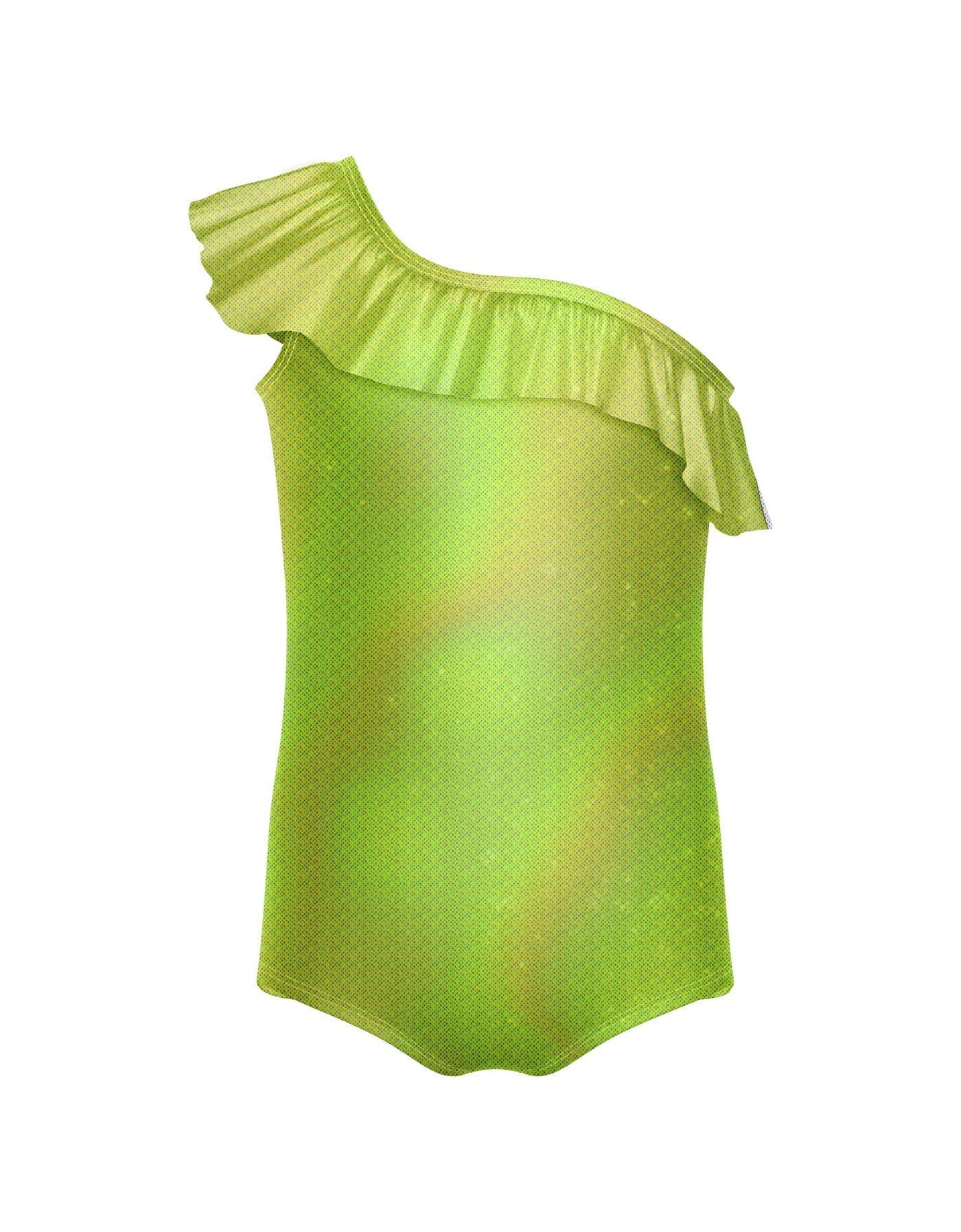 Solid Hologram One Shoulder Leotard with Ruffle