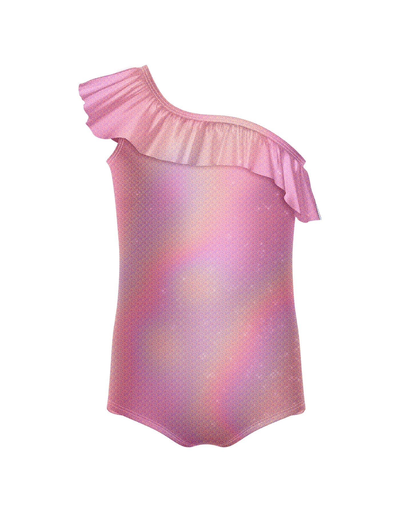 Solid Hologram One Shoulder Leotard with Ruffle