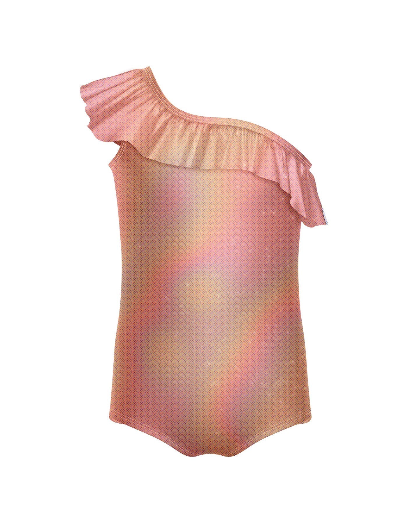 Solid Hologram One Shoulder Leotard with Ruffle