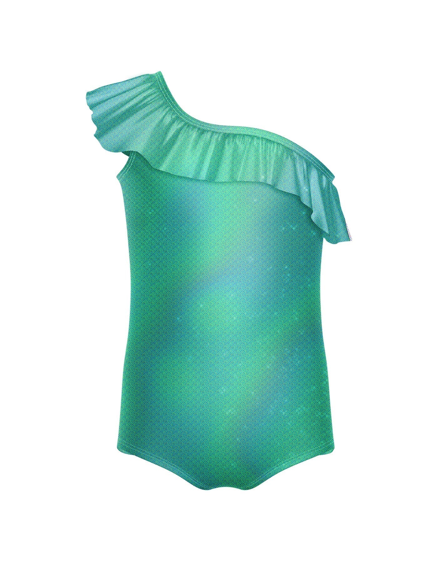Solid Hologram One Shoulder Leotard with Ruffle