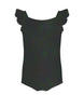 Solid Hologram Cami Leotard with Flutter Sleeves
