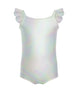 Solid Hologram Cami Leotard with Flutter Sleeves