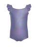 Solid Hologram Cami Leotard with Flutter Sleeves